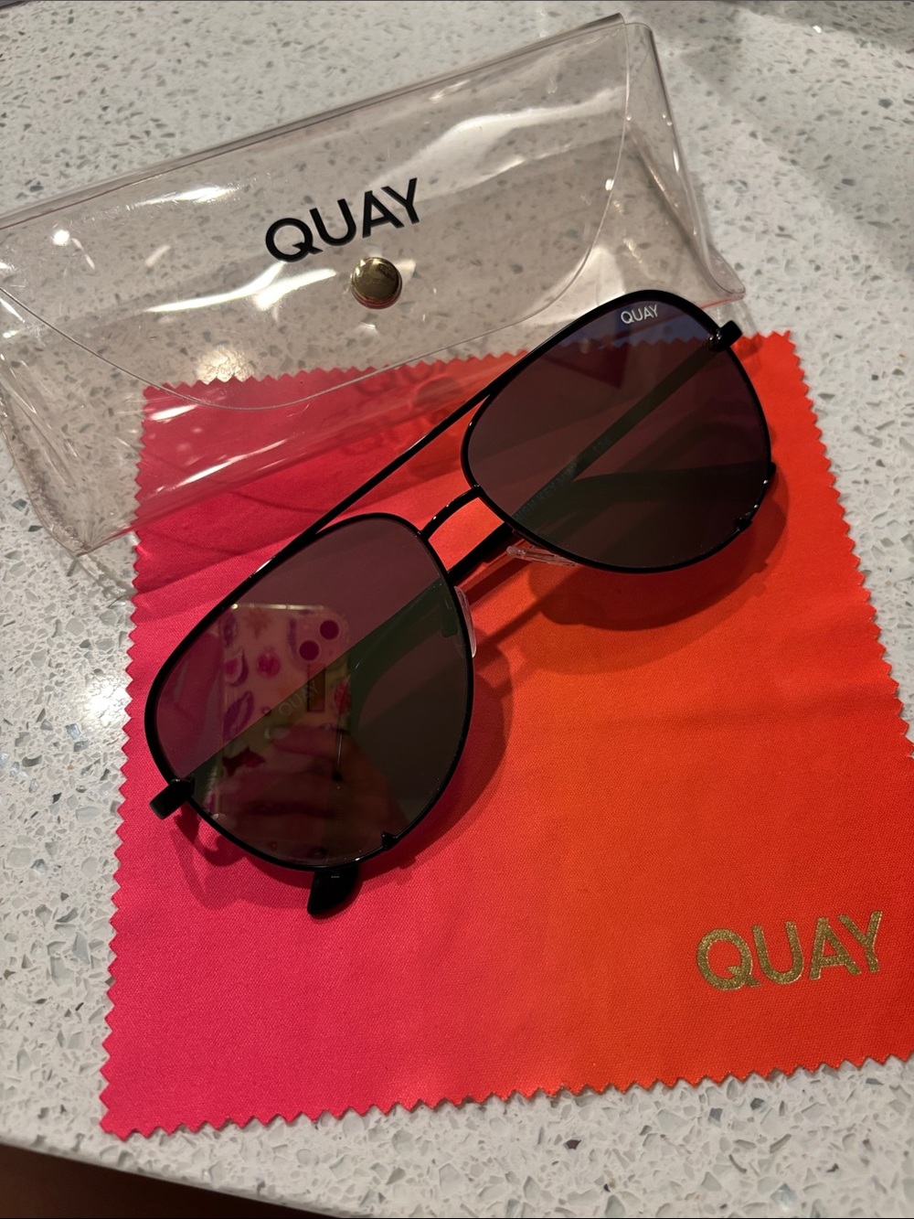 Quay Black Reflective High Key Mini Aviator Sunglasses
